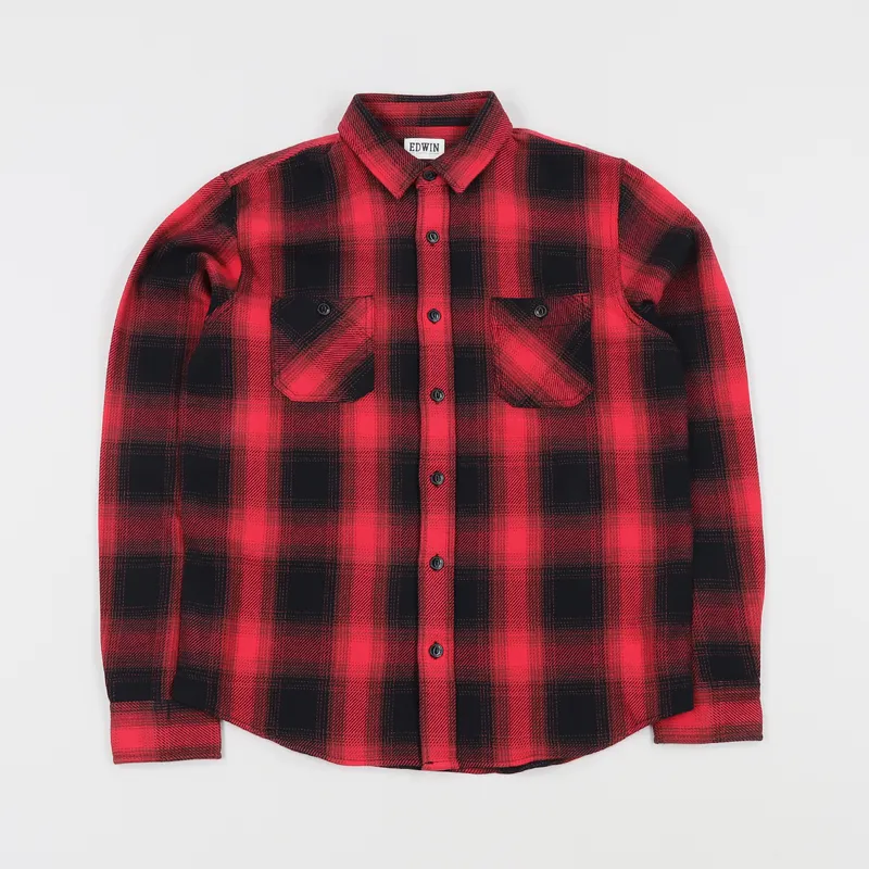 Edwin Heavyweight Labour Long Sleeve Shirt Red