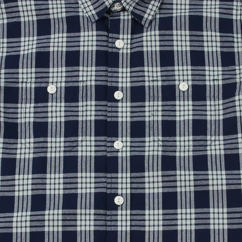 Edwin Long Sleeve Labour Check Shirt Mock Indigo-1