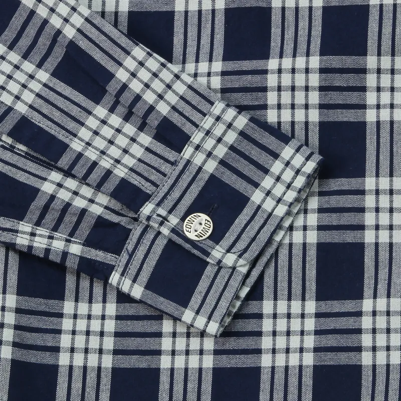 Edwin Long Sleeve Labour Check Shirt Mock Indigo-2