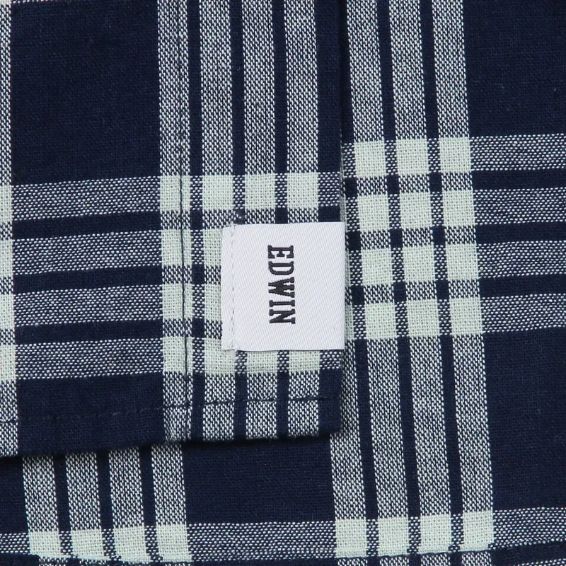 Edwin Long Sleeve Labour Check Shirt Mock Indigo-3