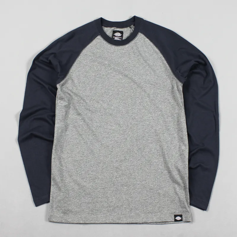 Dickies Lake Worth Raglan Long Sleeve T Shirt Dark Navy Blue