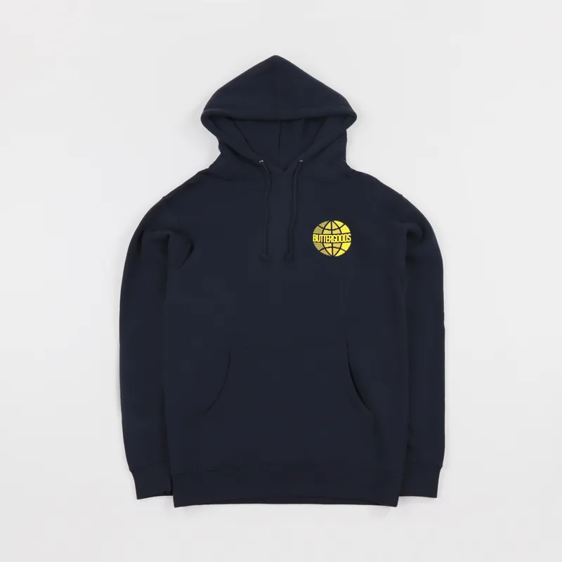 Butter Goods Lateral Worldwide Logo Hoodie Navy-1