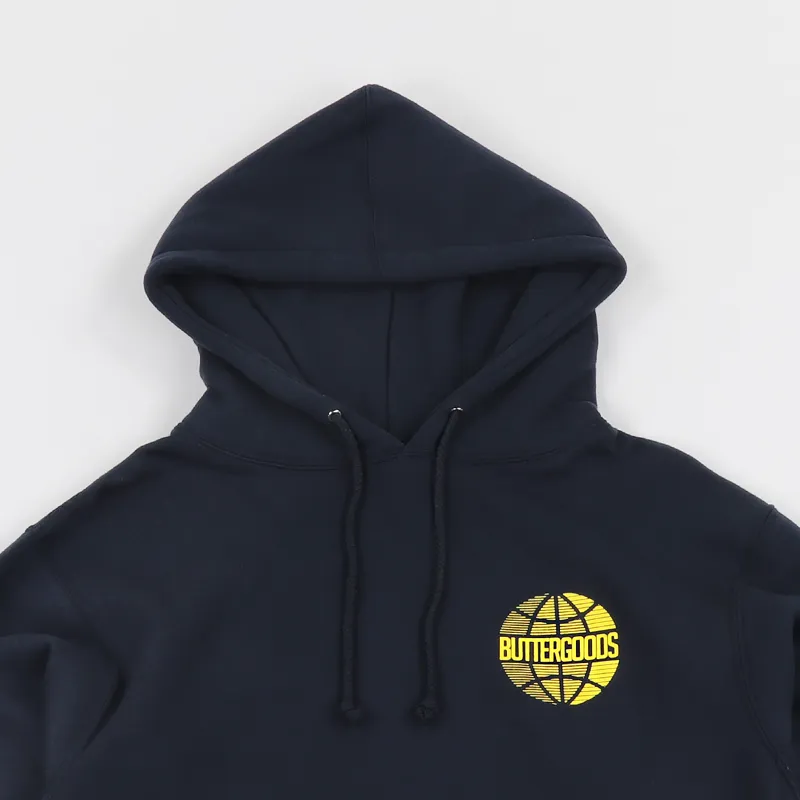 Butter Goods Lateral Worldwide Logo Hoodie Navy-2
