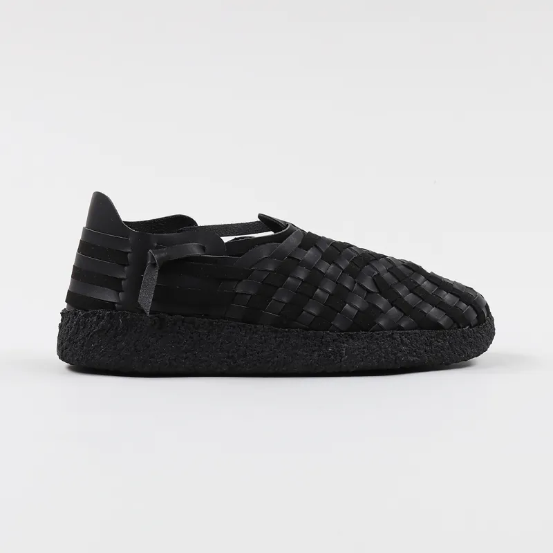 Malibu Sandals Latigo Woven PU Vegan Leather Crepe Gum Black