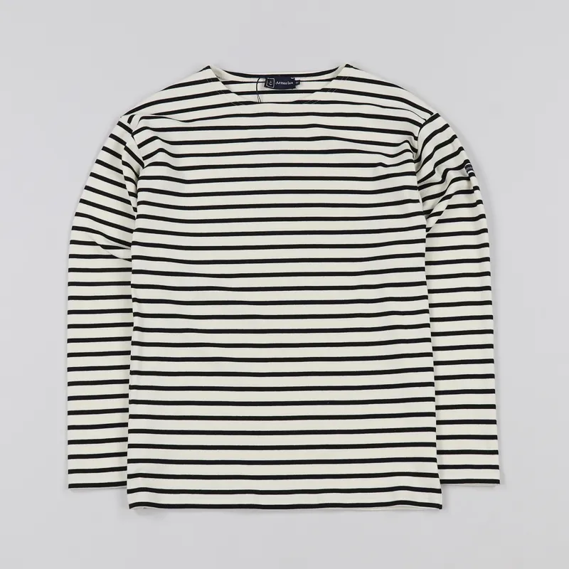 Armor Lux Loctudy Breton Stripe Long Sleeve T Shirt Natural Black