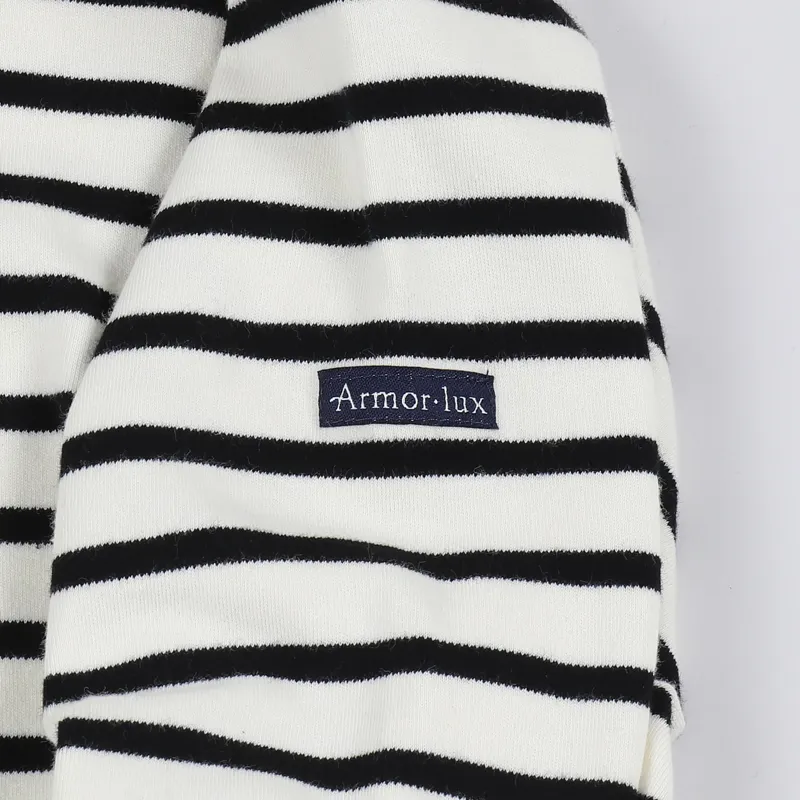 Armor Lux Loctudy Breton Stripe Long Sleeve T Shirt Natural Black-2