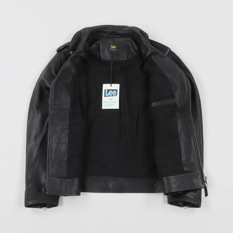 Lee x Ornamental Conifer Leather Perfecto Jacket Black-3