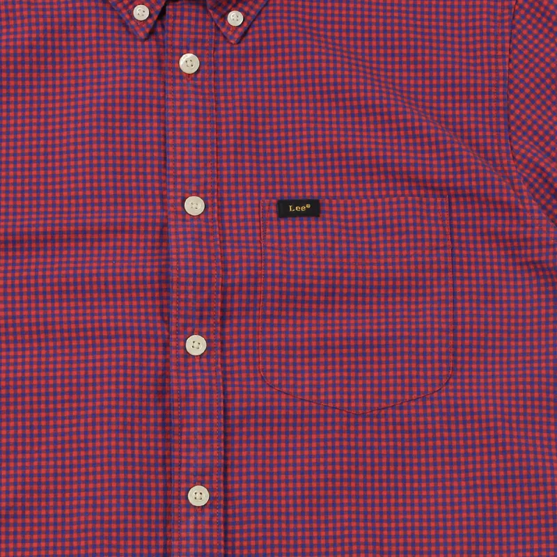 Lee Button Down Short Sleeve Shirt Vibrant Red-1