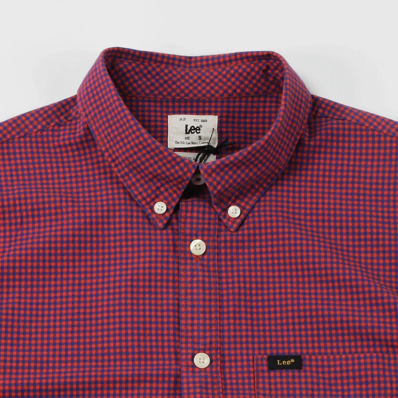 Lee Button Down Short Sleeve Shirt Vibrant Red-2