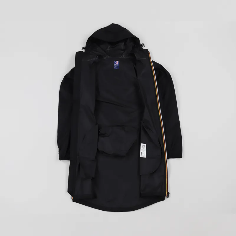 K-Way Mens Le Vrai Eiffel 3.0 Jacket Waterproof Trench Coat Black