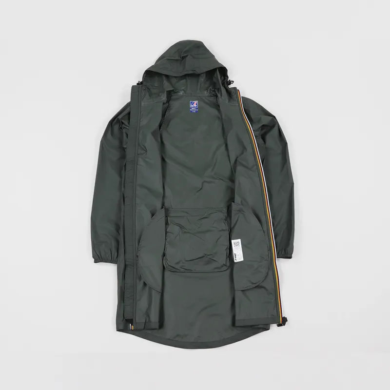 K-Way Le Vrai Eiffel 3.0 Jacket Trench Coat Black Torba Green