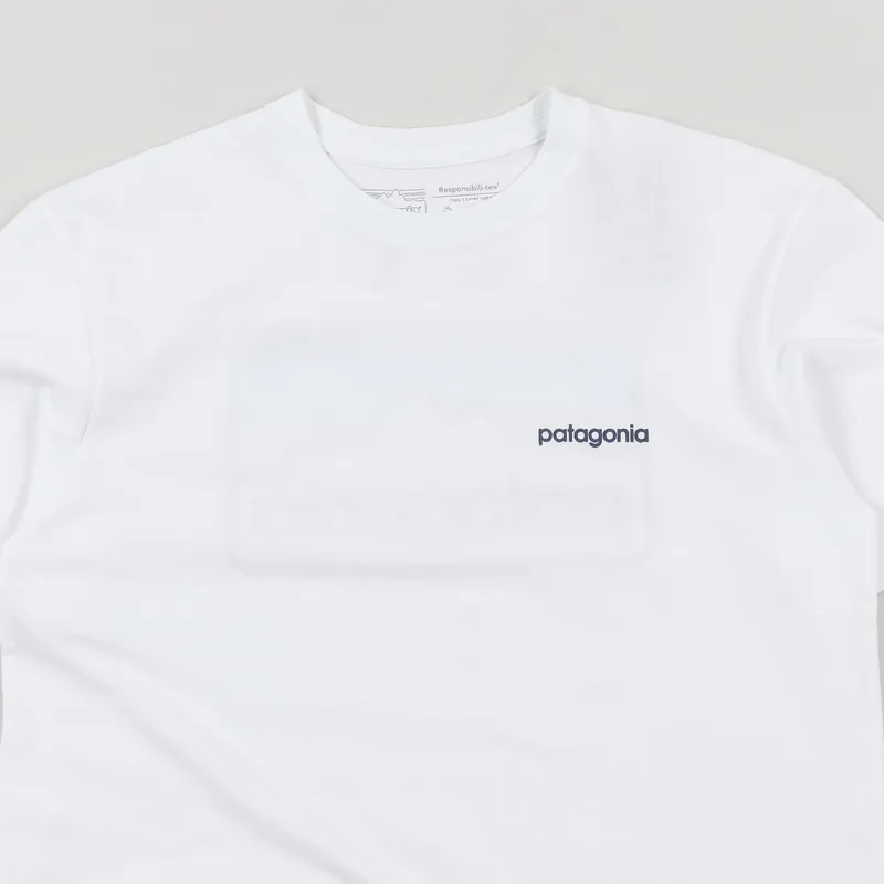 Patagonia Line Logo Badge Poly Responsibili-Tee White Dolomite Blue-2