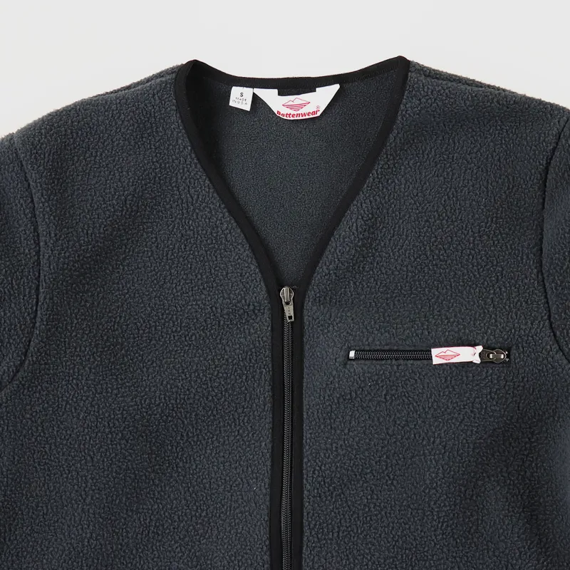 Battenwear NYC Mens Logo Lodge Cardigan Jacket Charcoal Grey