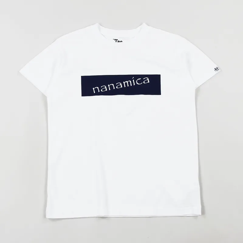 Nanamica Japan Mens Logo Graphic Short Sleeve T Shirt White Blue