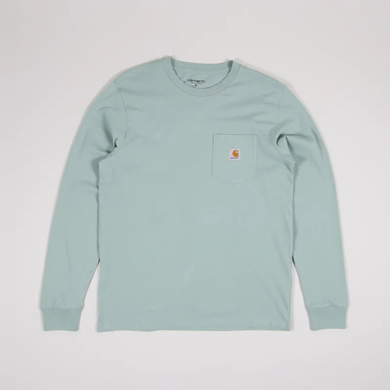 Carhartt WIP Mens Long Sleeve Pocket T Shirt Frosted Green