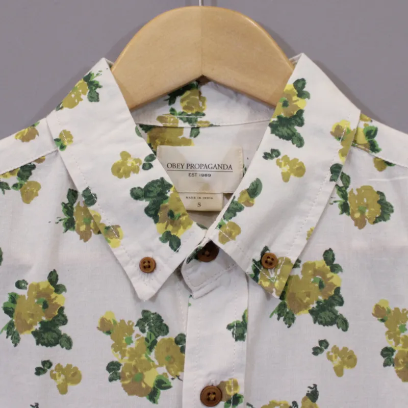 Obey Low End Short Sleeve Shirt - Oat and Floral-1