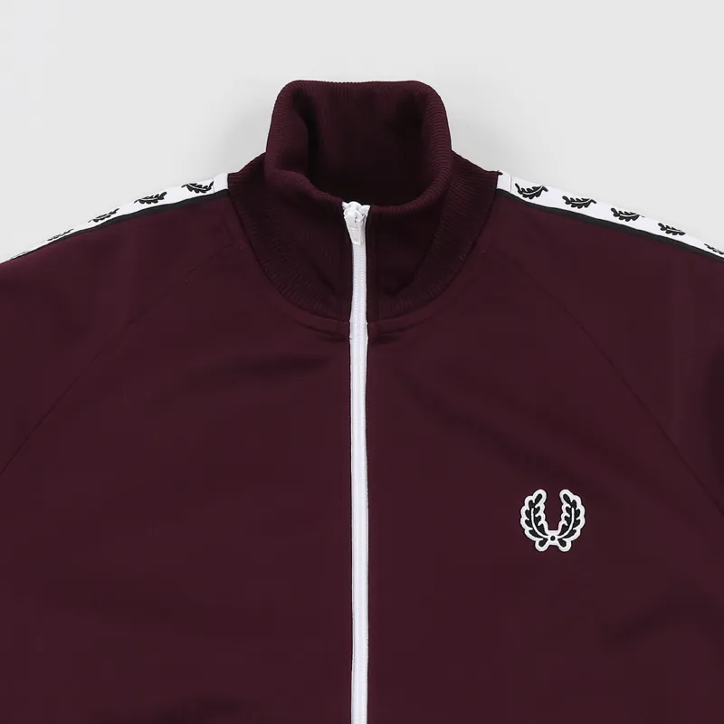 Fred Perry Mens Laurel Wreath Taped Track Jacket Tawny Port Red