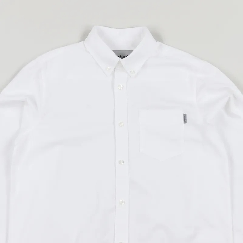 Carhartt WIP Long Sleeve Button Down Pocket Shirt White-1
