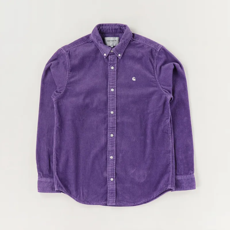 Carhartt WIP Long Sleeve Madison Cord Shirt Dusty Mauve Cinder
