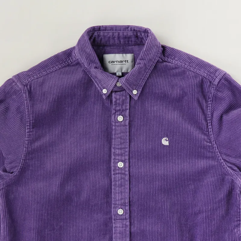 Carhartt WIP Long Sleeve Madison Cord Shirt Dusty Mauve Cinder-1