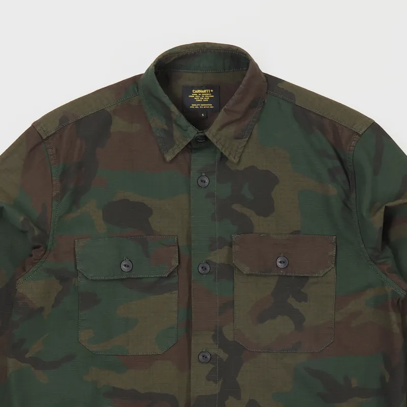Carhartt WIP Long Sleeve Mission Shirt Camo Evergreen-1