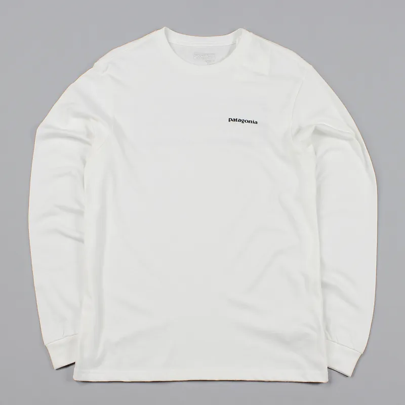 Patagonia Mens long sleeve white p6 t-shirt back print organic