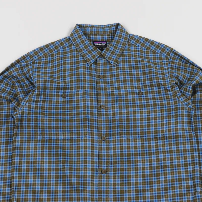 Patagonia Pima Long Sleeve Shirt Sticks Lumi Blue-1