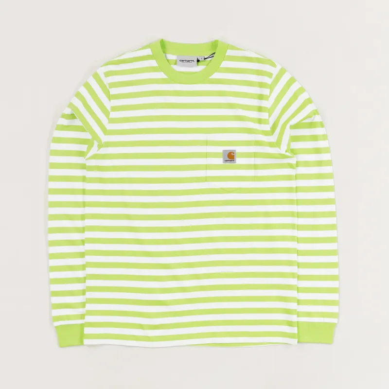 Carhartt WIP Long Sleeve Scotty Pocket T Shirt Lime White