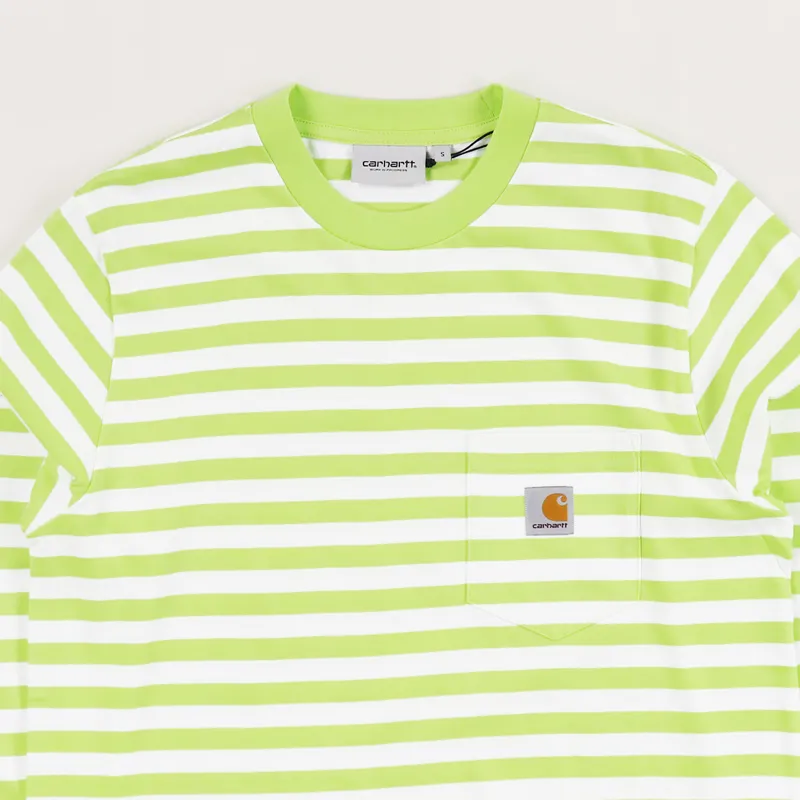 Carhartt WIP Long Sleeve Scotty Pocket T Shirt Lime White-1