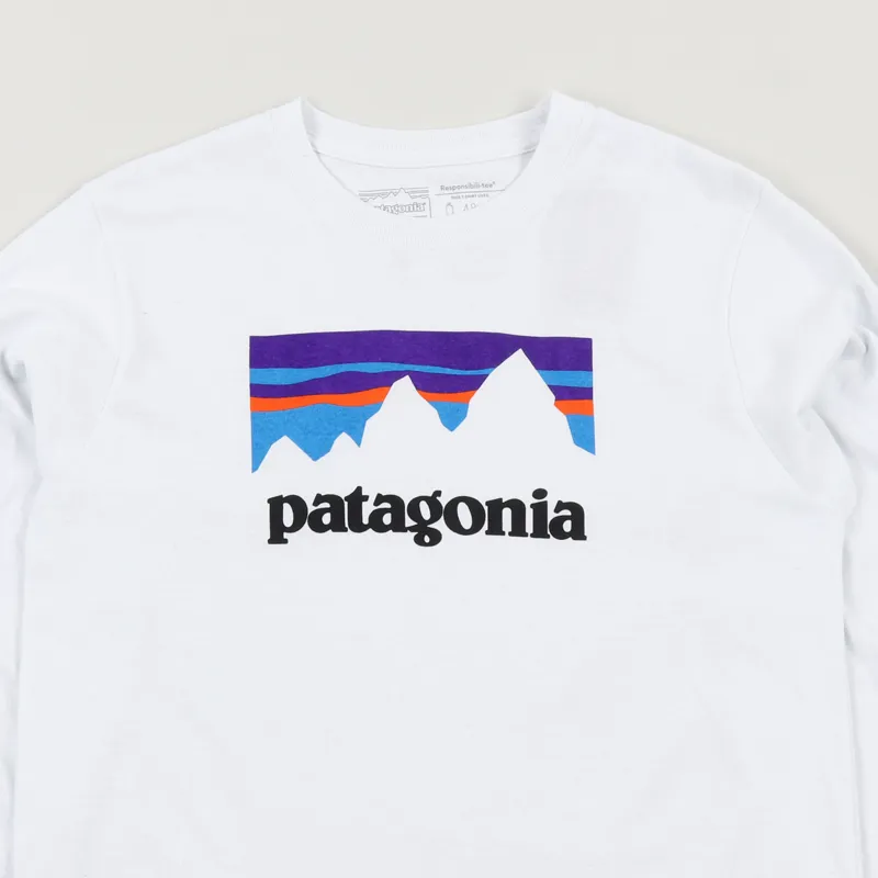 Patagonia Mens Long Sleeve Shop Sticker Responsibili Tee White