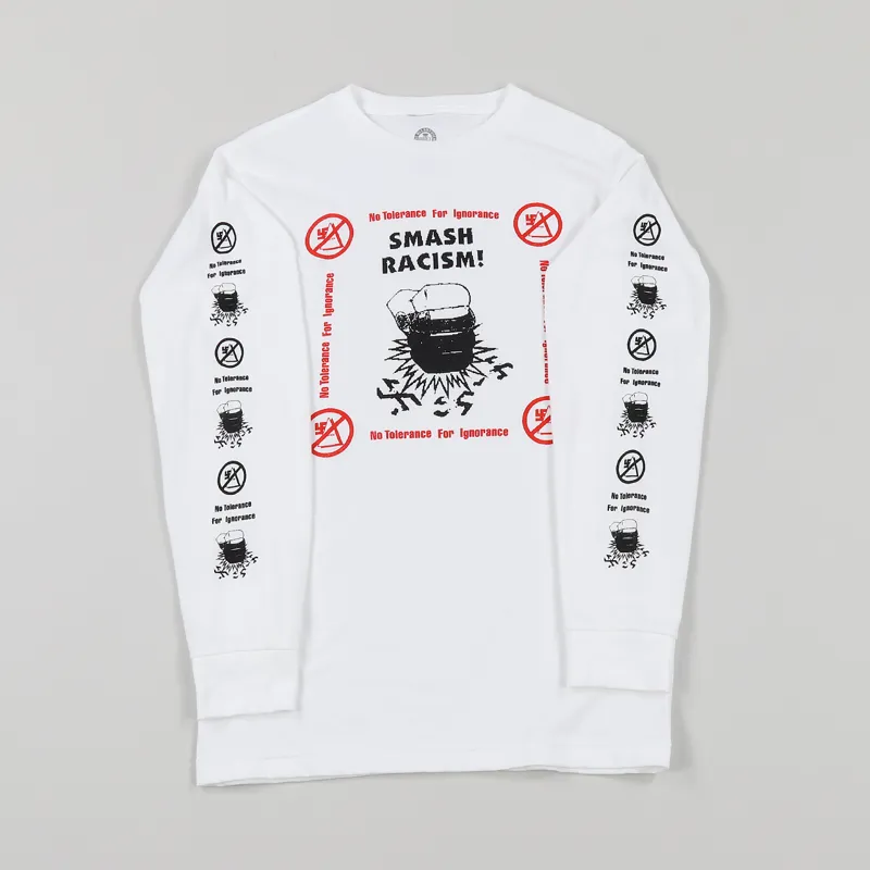 Obey Smash Racism Long Sleeve T Shirt White-1