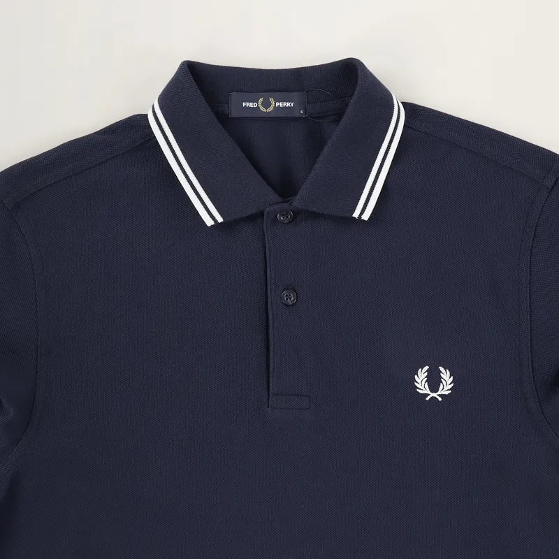 Fred Perry M3636 Long Sleeve Twin Tipped Polo Shirt Carbon Porcelain-1