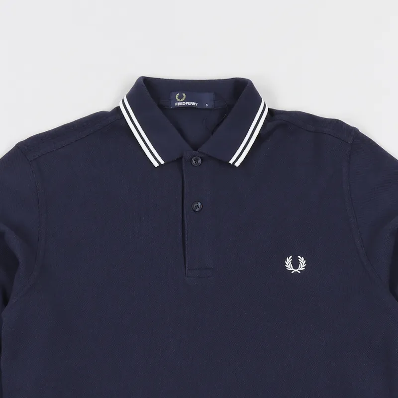 Fred Perry M3636 Long Sleeve Twin Tipped Polo Shirt Blue Graphite-1