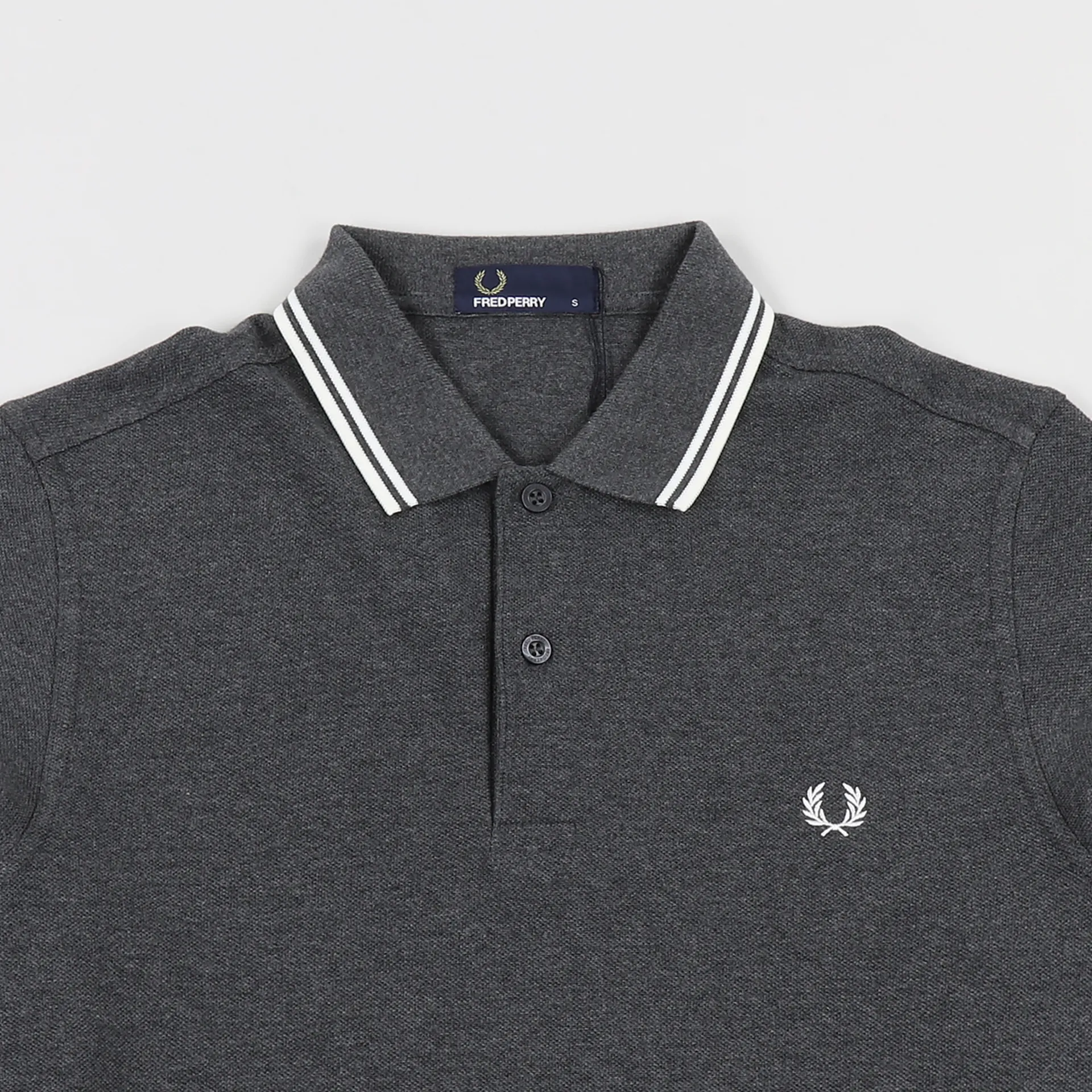 Fred Perry M3636 Long Sleeve Twin Tipped Polo Shirt Graphite