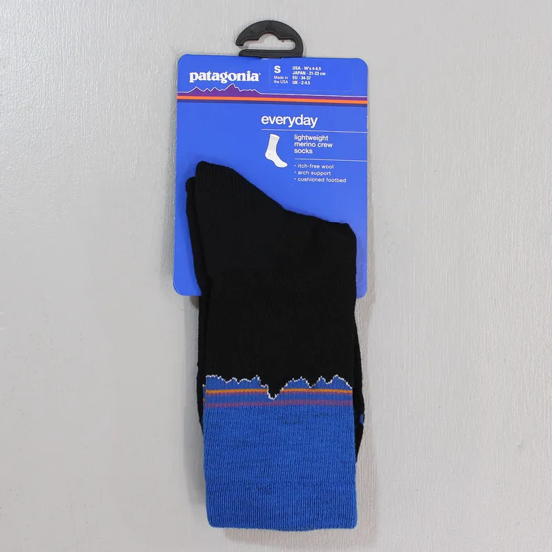 Patagonia Lightweight Merino Crew Socks Classic Fitz Roy Blue