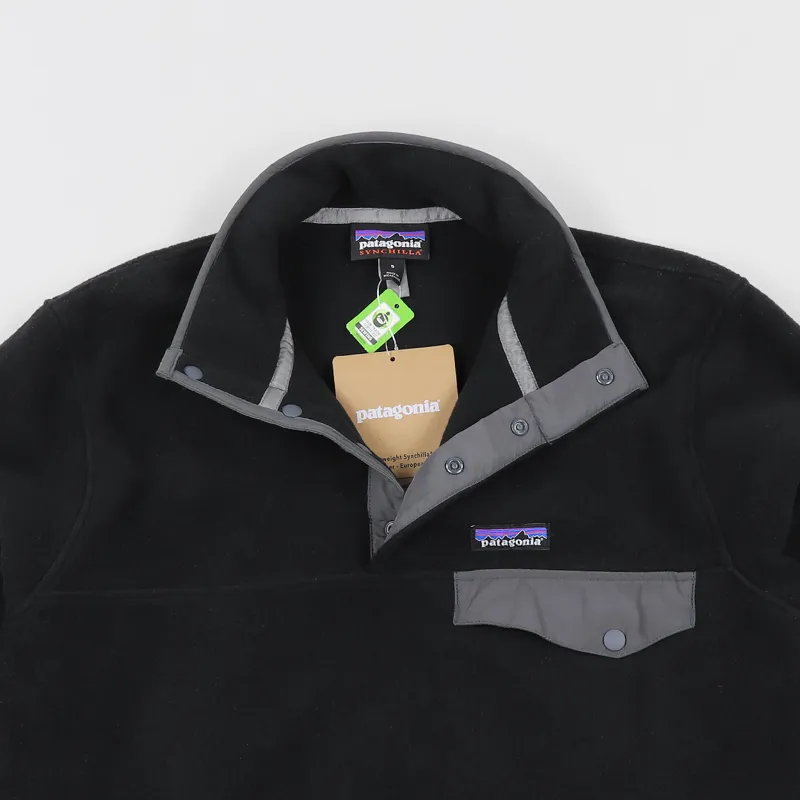 Patagonia Lightweight Synchilla Snap-T Pullover Fleece Black Grey-2