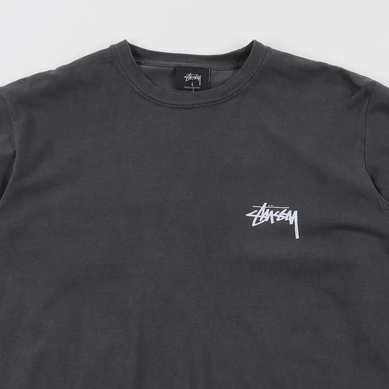 Stussy Mash Pigment Dyed Long Sleeve T Shirt Black Orange-2