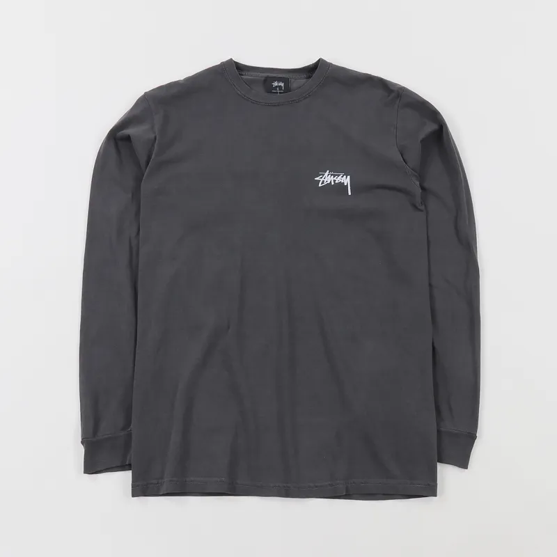 Stussy Mash Pigment Dyed Long Sleeve T Shirt Black Orange-1