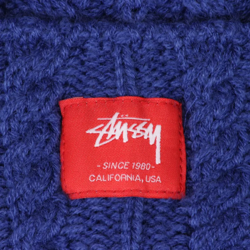 Stussy Matthew Cuff Pom Bobble Hat Blue-1