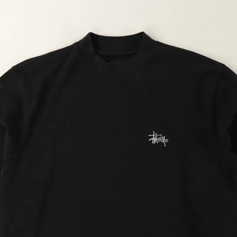 Stussy Mock Long Sleeve Crew T Shirt Black-1