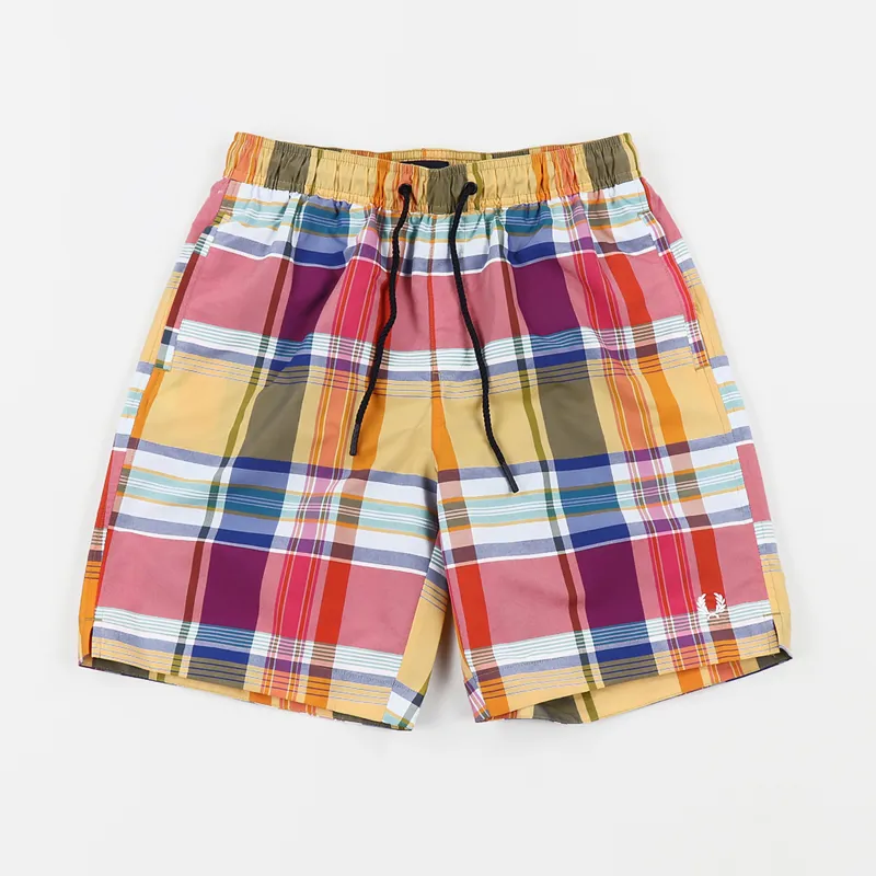 Fred Perry Madras Check Swimshort Red