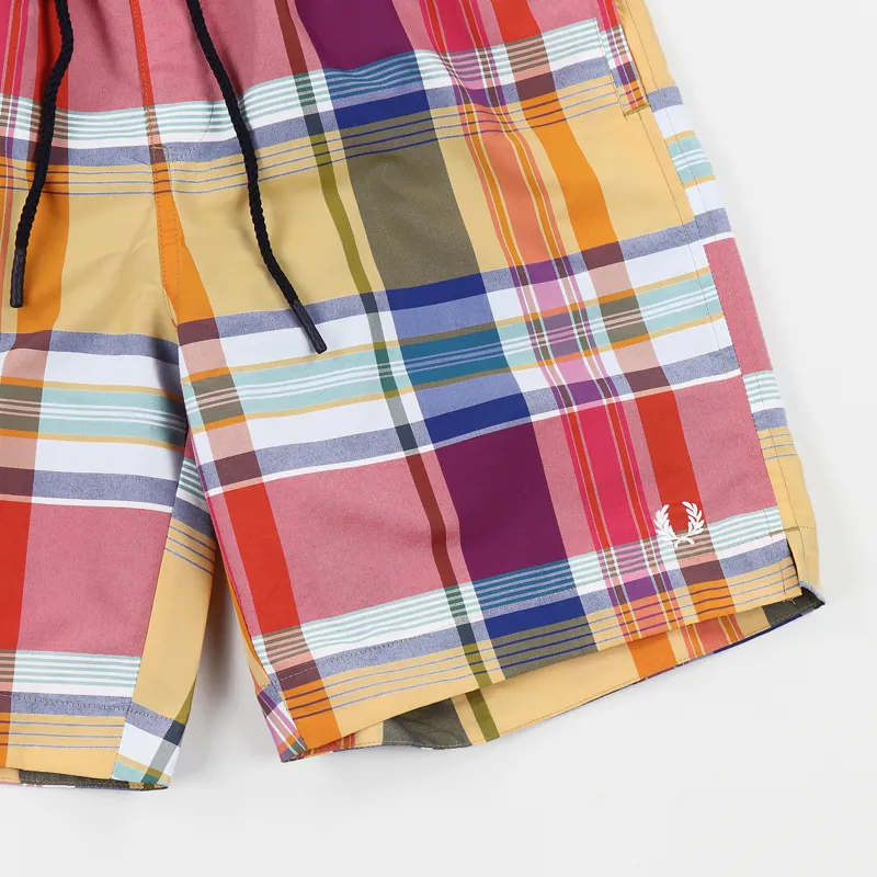 Fred Perry Madras Check Swimshort Red-1
