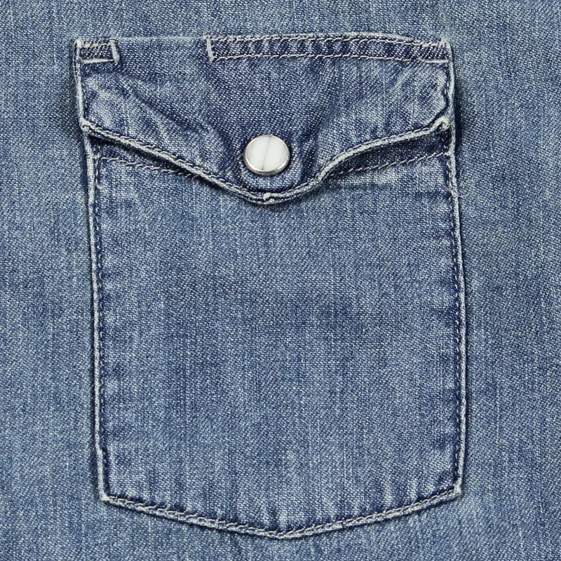 Edwin Memphis Denim Shirt Surf Air Blue-2