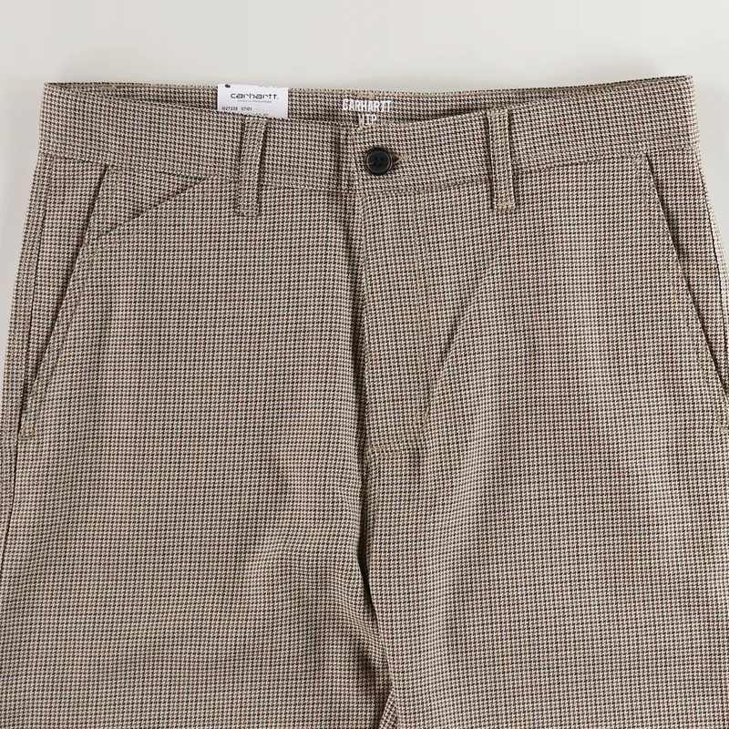Carhartt WIP Menson Pant Lewis Houndstooth Hamilton Brown-5