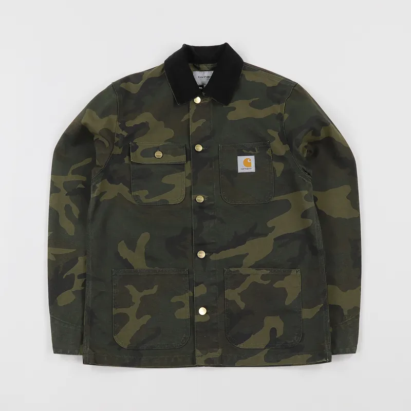 Carhartt WIP Mens Michigan Coat Jacket Camo Laurel Green Rinsed