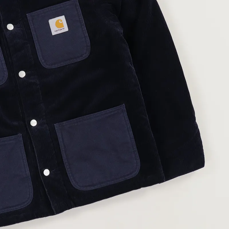 Carhartt WIP Mens Corduroy Michigan Coat Dark Navy Rinsed Blue