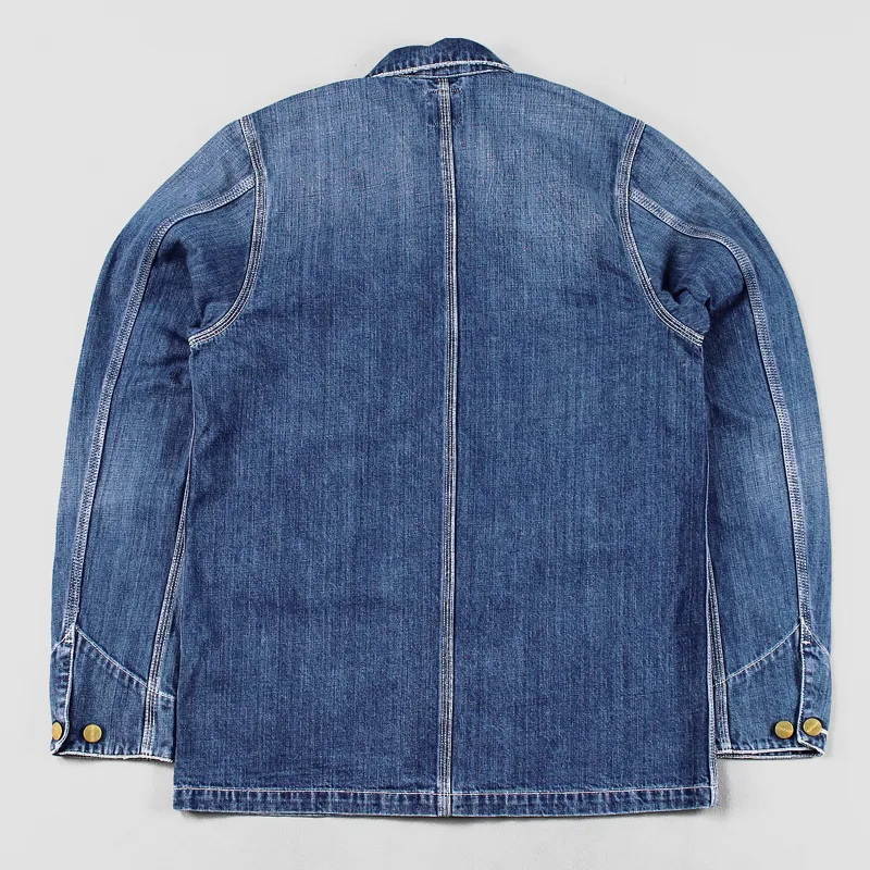 Carhartt WIP Mens Michigan Chore Denim Coat Blue Strand Washed