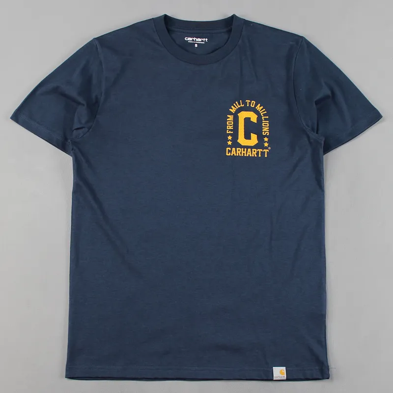 Carhartt Mill 89 Front And Rear Print Mens Cotton T Shirt Blue