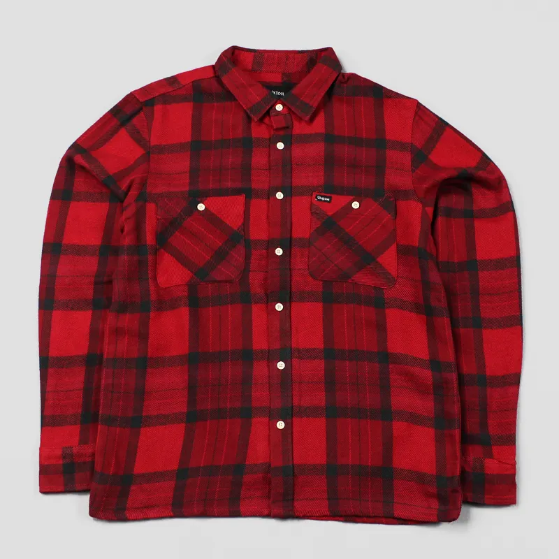 Brixton Milton Long Sleeve Flannel Shirt Red