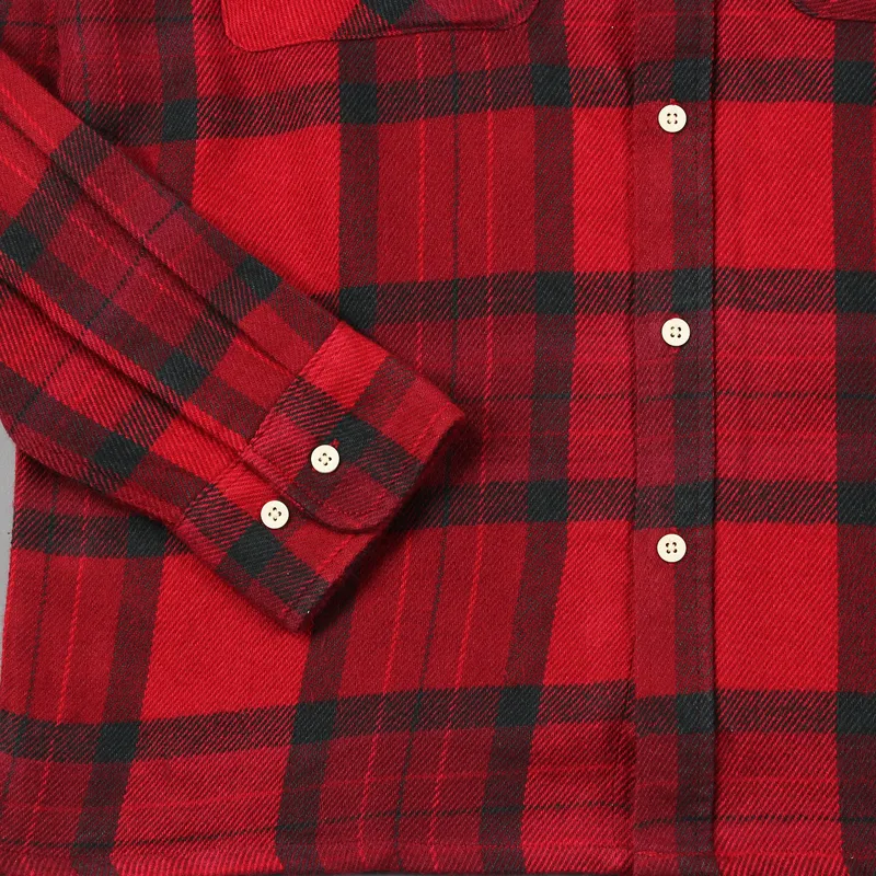 Brixton Milton Long Sleeve Flannel Shirt Red-1